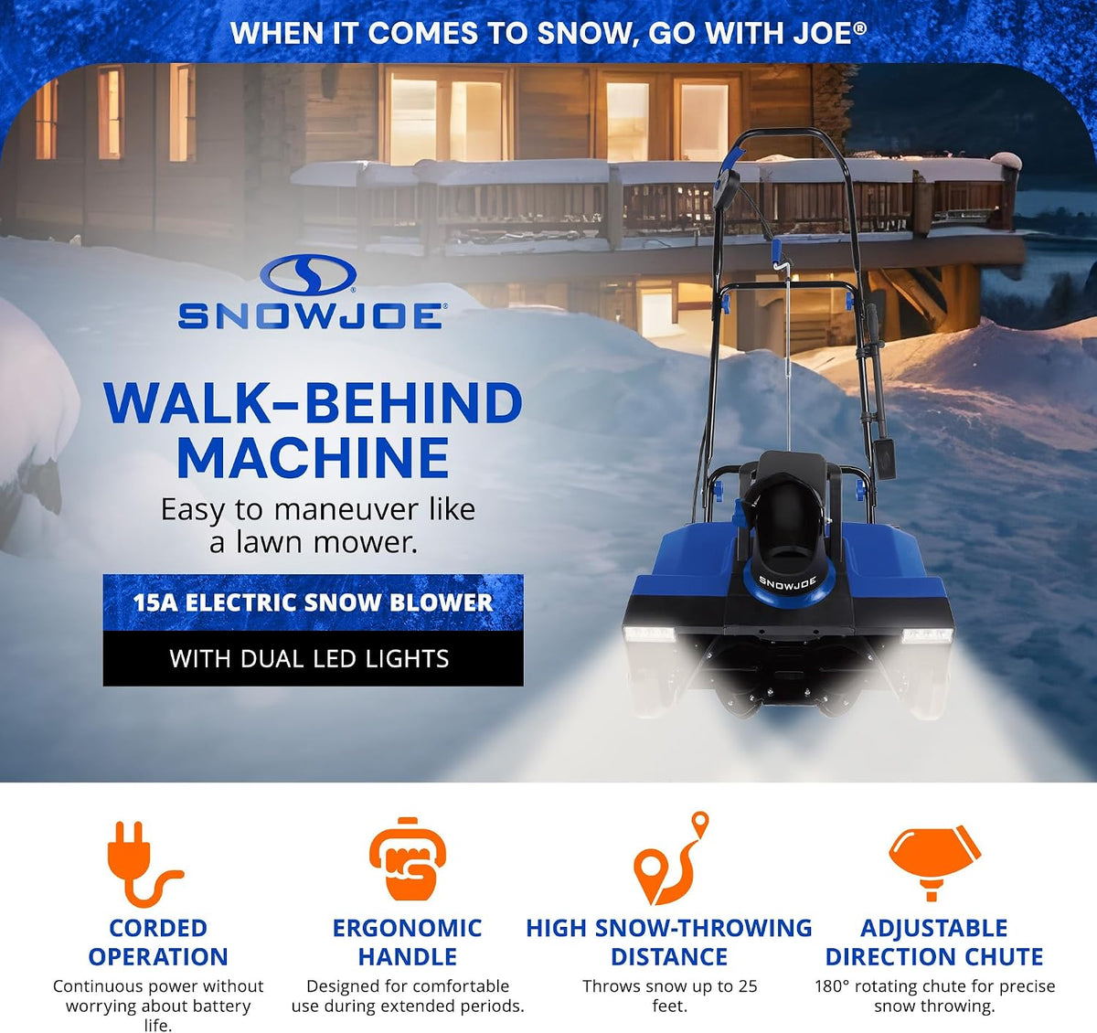 Snow Joe SJ627E Corded Electric 22 in. Snow Blower