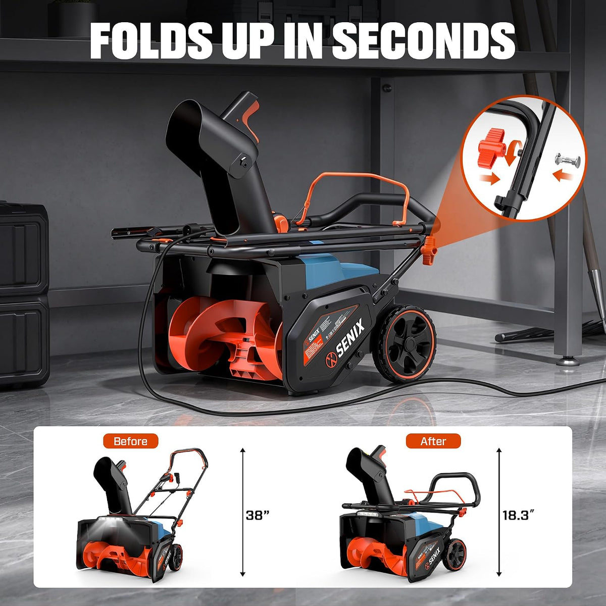 SENIX 21.2 in. 15-Amp Corded Electric Snow Blower
