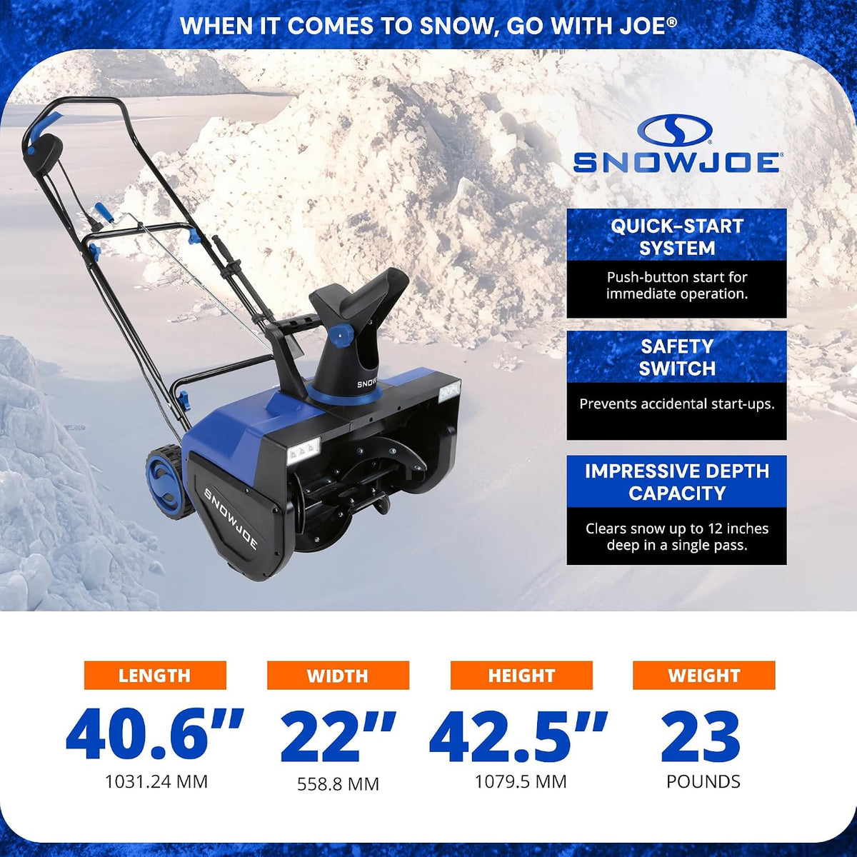 Snow Joe SJ627E Corded Electric 22 in. Snow Blower